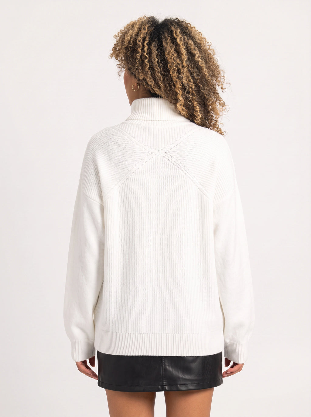 Orianne Ribbed Oversized Turtleneck Jumper – Women Knit Pullover Sweater Casual Autumn Winter Longline Top