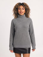 Orianne Ribbed Oversized Turtleneck Jumper – Women Knit Pullover Sweater Casual Autumn Winter Longline Top