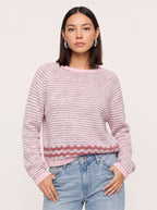 Scalwave Striped Crew Neck Jumper – Women Knit Pullover Sweater Fall Casual Relaxed Fit Crew Neck Top
