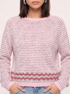 Scalwave Striped Crew Neck Jumper – Women Knit Pullover Sweater Fall Casual Relaxed Fit Crew Neck Top