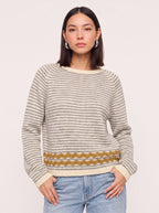 Scalwave Striped Crew Neck Jumper – Women Knit Pullover Sweater Fall Casual Relaxed Fit Crew Neck Top
