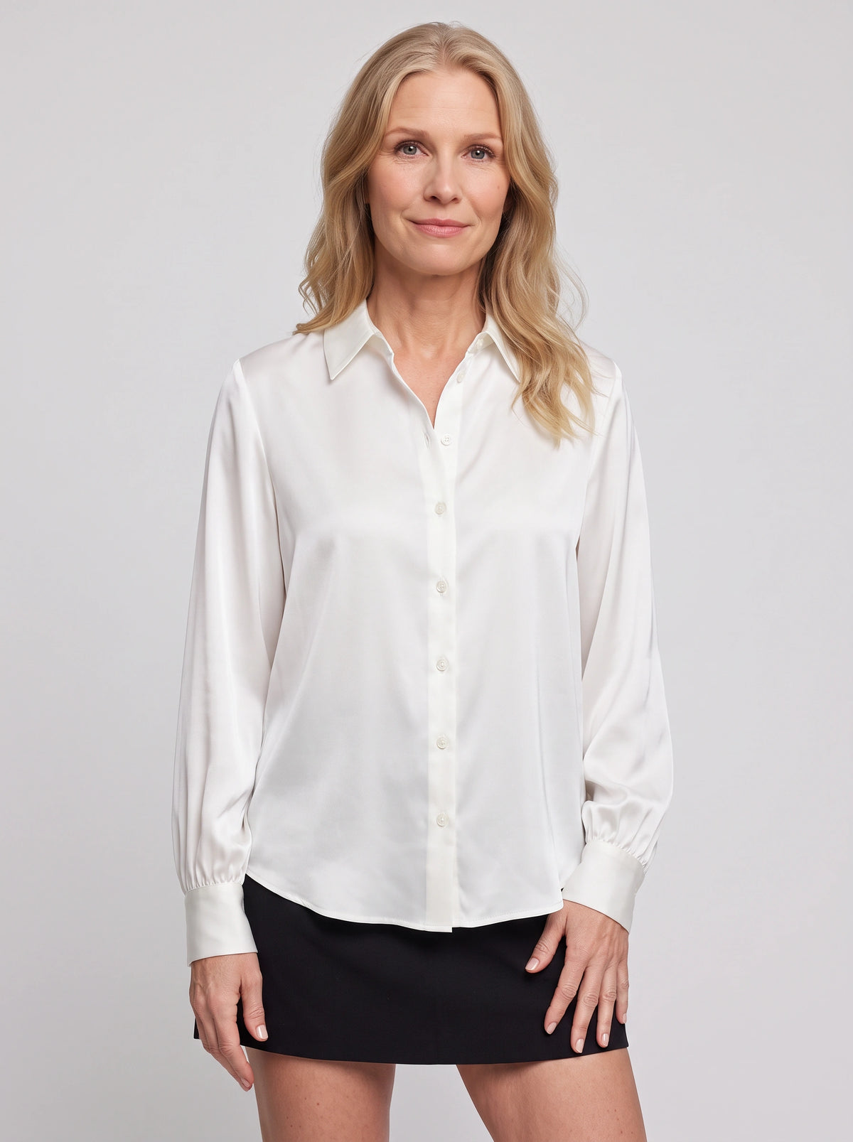 Gathcure Satin Button Down Blouse – Button Up Shirt Women Formal Office Elegant Satin Blouse