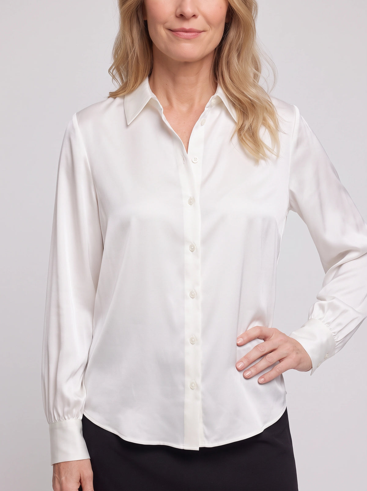 Gathcure Satin Button Down Blouse – Button Up Shirt Women Formal Office Elegant Satin Blouse