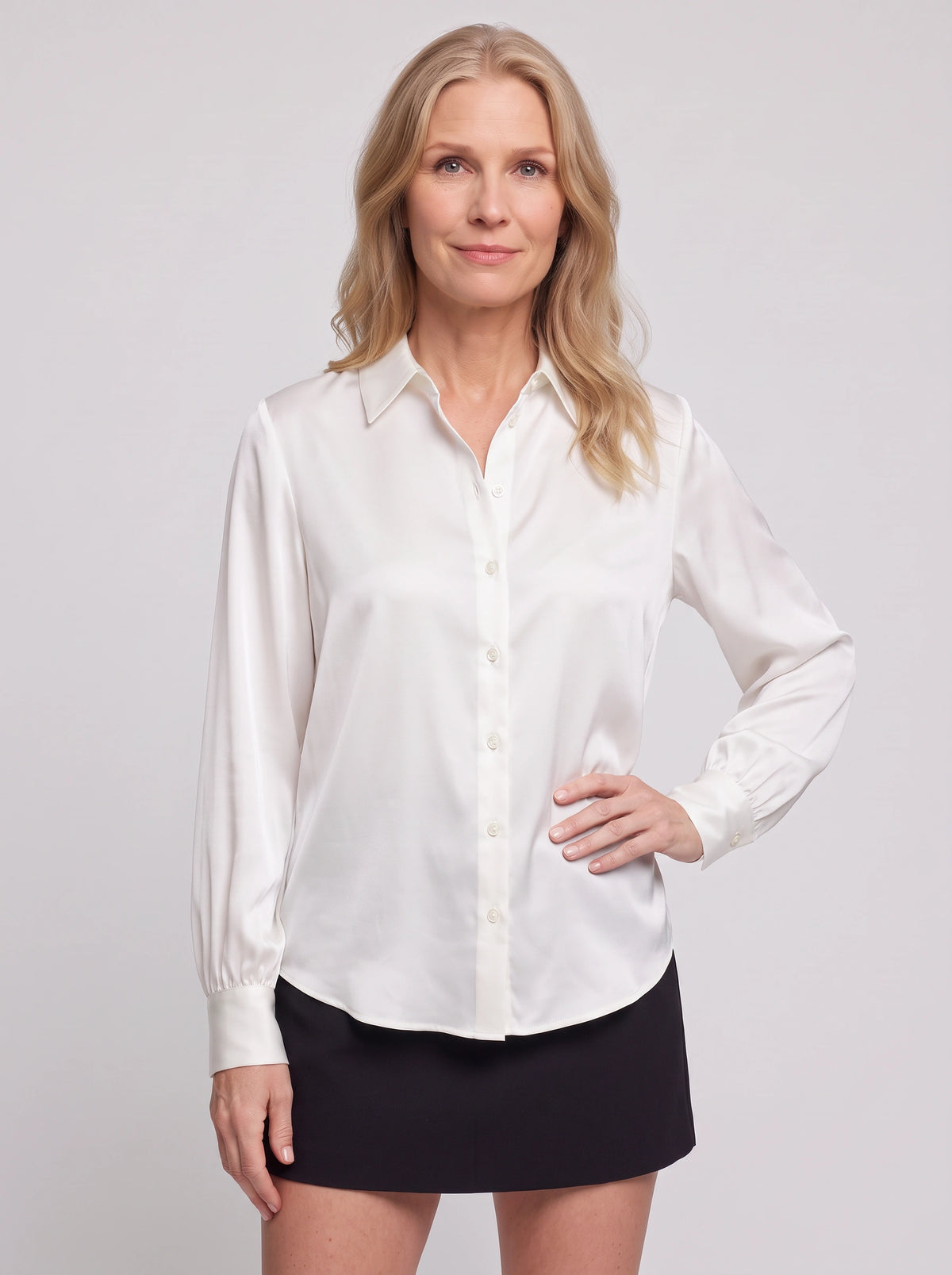 Gathcure Satin Button Down Blouse – Button Up Shirt Women Formal Office Elegant Satin Blouse