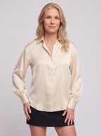 Gathcure Satin Button Down Blouse – Button Up Shirt Women Formal Office Elegant Satin Blouse
