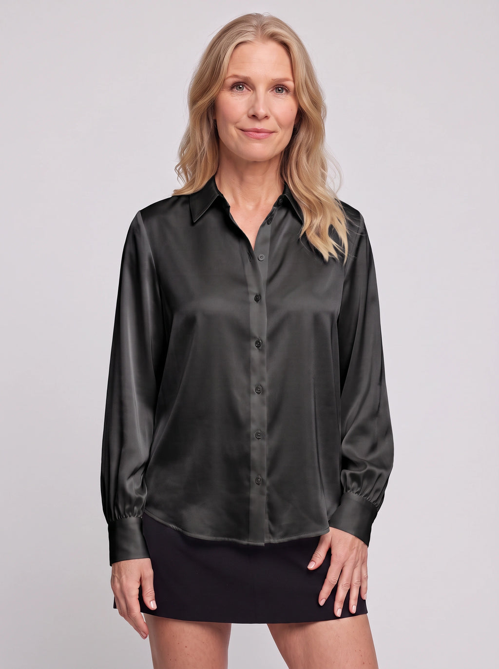Gathcure Satin Button Down Blouse – Button Up Shirt Women Formal Office Elegant Satin Blouse