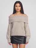 Foldene Off-Shoulder Knit Jumper – Women Bardot Neck Slouchy Relaxed Fit Oversized Autumn Knitwear Top