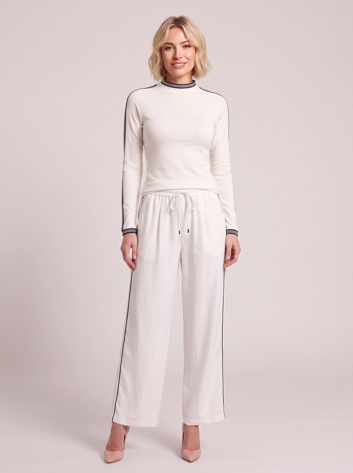 Pitrine Soft-Touch Two-Piece Lounge Set – Knitted Co Ord Women Casual Loungewear Tracksuit Fall