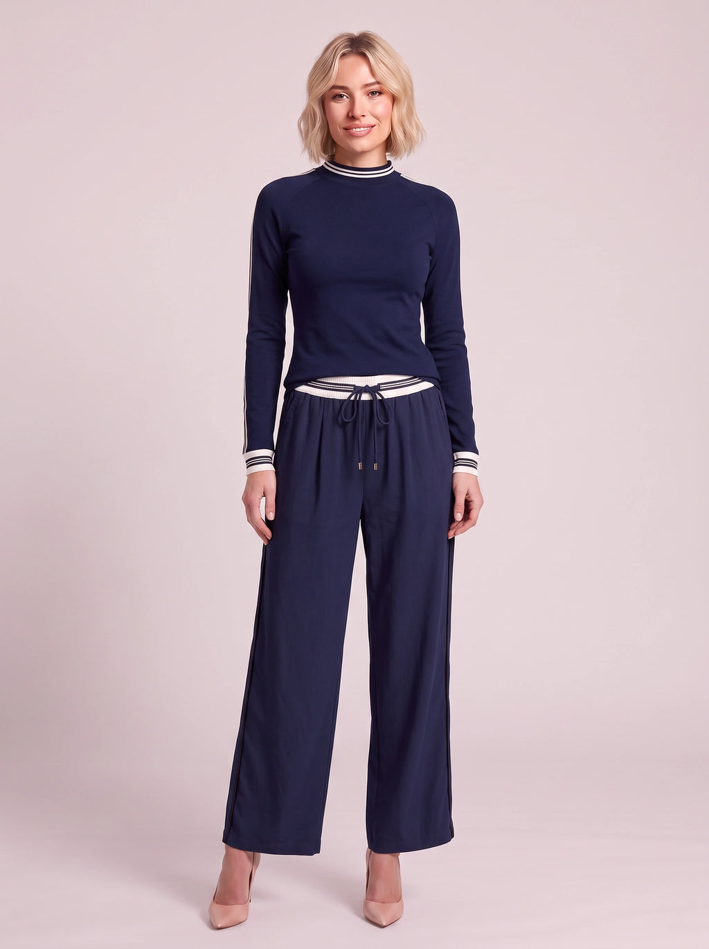 Pitrine Soft-Touch Two-Piece Lounge Set – Knitted Co Ord Women Casual Loungewear Tracksuit Fall