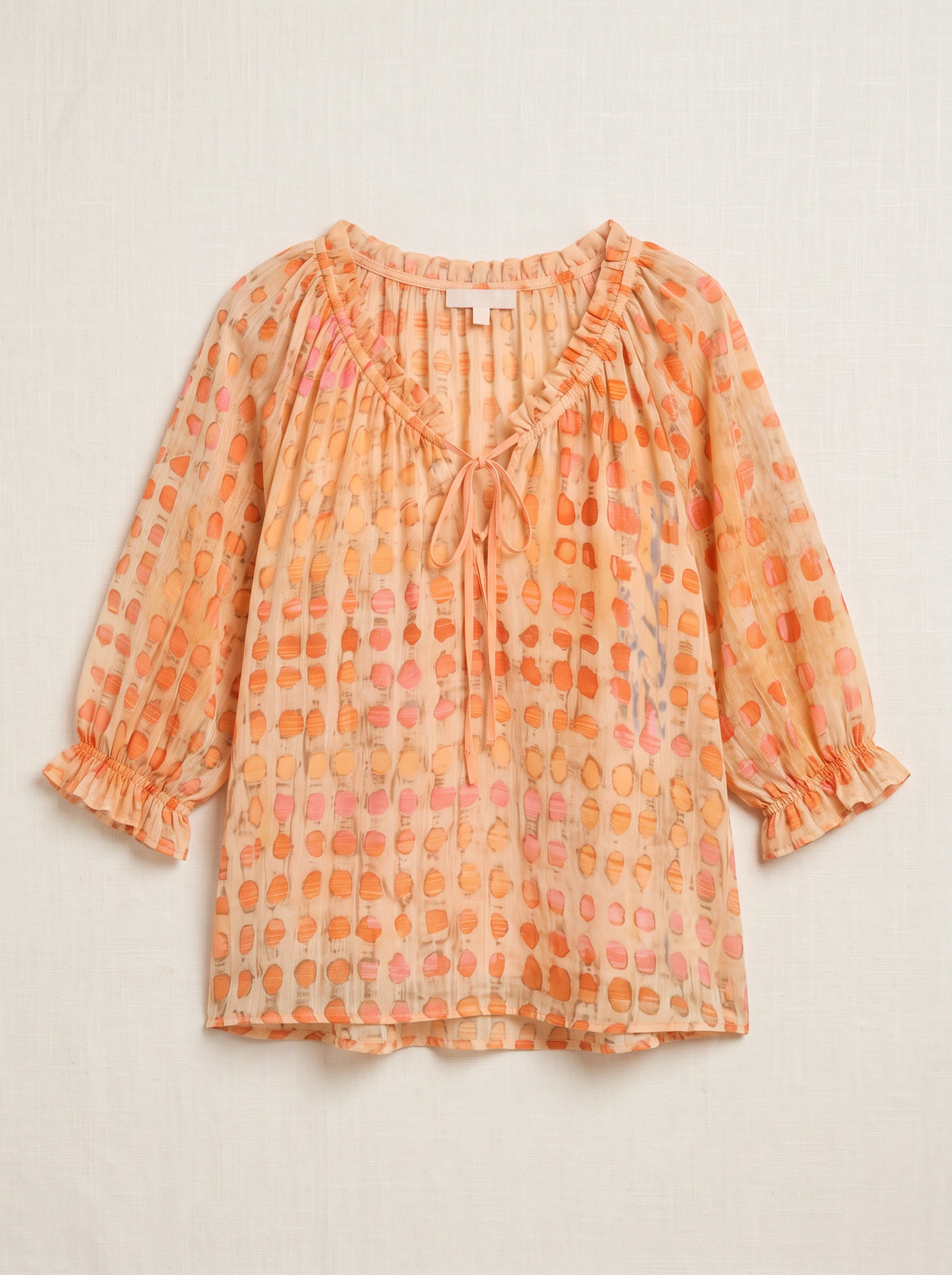 Ribbace Lace-Up V-Neck Blouse – Polka Dot Women Autumn Casual Smart Blouse Top
