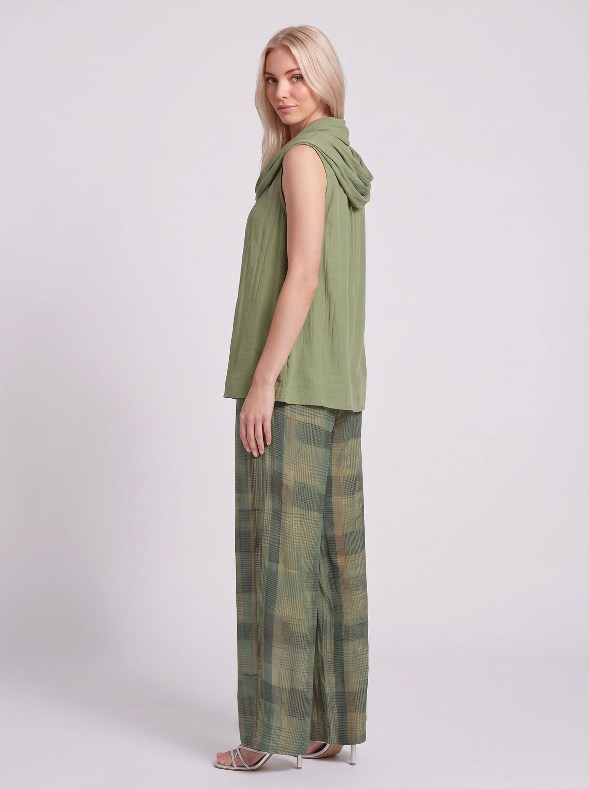Codrae Cowl Neck Sleeveless Blouse Wide-Leg Trouser Set – Relaxed Co-Ord Women Casual Autumn Loungewear