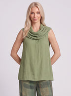 Codrae Cowl Neck Sleeveless Blouse Wide-Leg Trouser Set – Relaxed Co-Ord Women Casual Autumn Loungewear