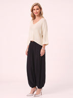 Paia Lightweight Sweater Harem Trousers Set – Knit Cream Jumper Wide-Leg Lounge Co-Ord Women Casual