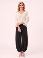 Paia Lightweight Sweater Harem Trousers Set – Knit Cream Jumper Wide-Leg Lounge Co-Ord Women Casual