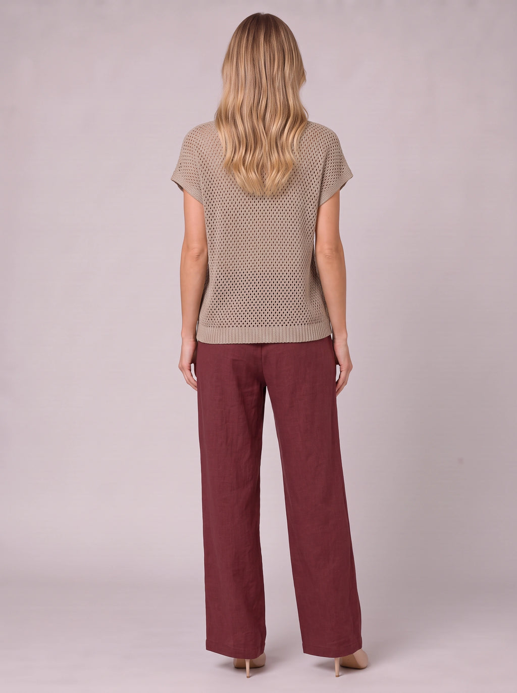Meshtica Knitted Top Linen Trouser Set – Women Casual Lounge Co-Ord Two-Piece Autumn Relaxed Fit