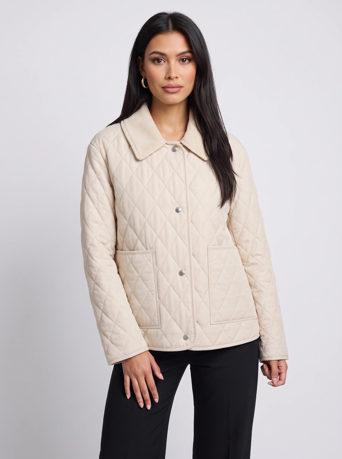 Diamonte Diamond Quilted Jacket – Padded Women Casual Everyday Lightweight Autumn Winter Coat