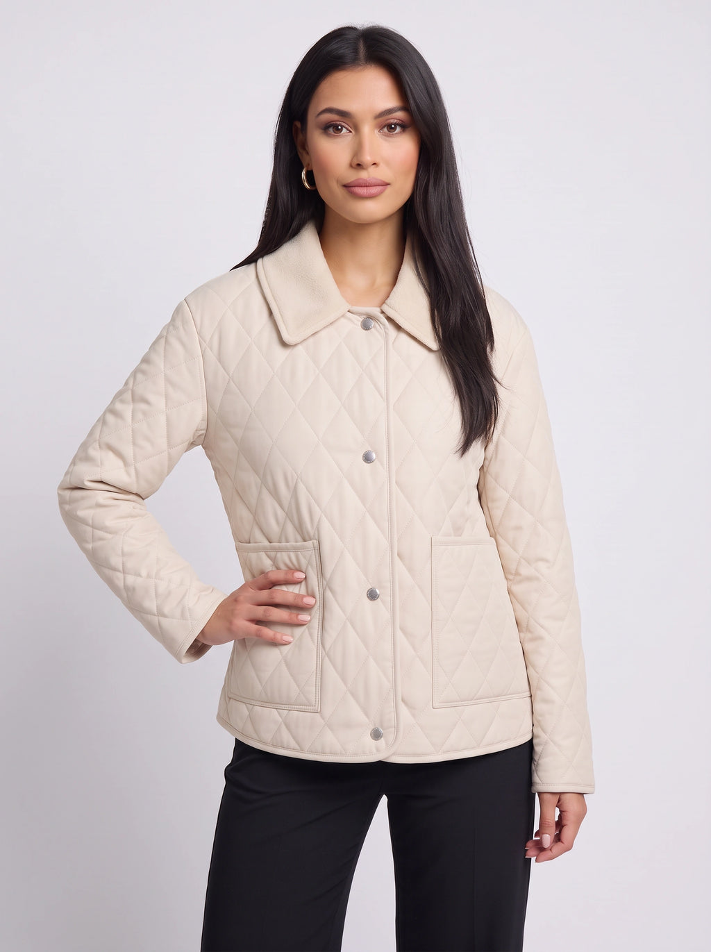 Diamonte Diamond Quilted Jacket – Padded Women Casual Everyday Lightweight Autumn Winter Coat