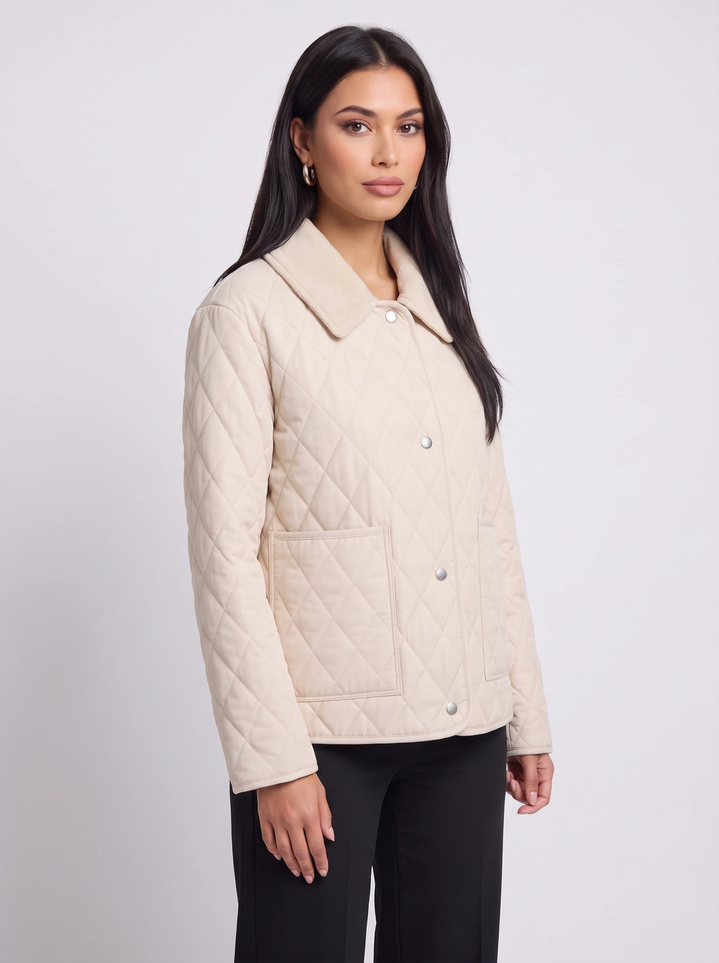 Diamonte Diamond Quilted Jacket – Padded Women Casual Everyday Lightweight Autumn Winter Coat