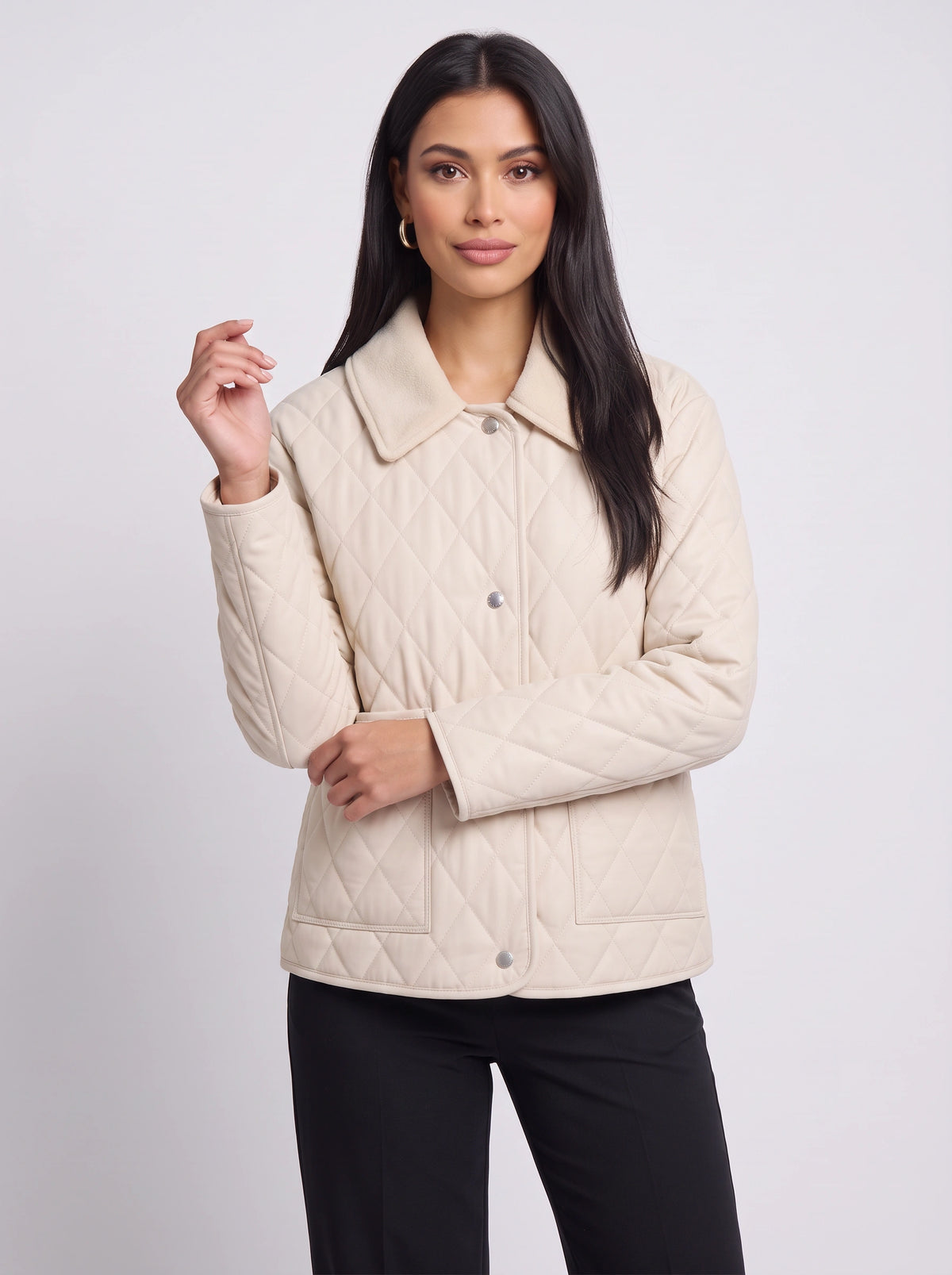 Diamonte Diamond Quilted Jacket – Padded Women Casual Everyday Lightweight Autumn Winter Coat