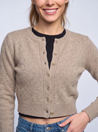 Blopanne Cropped Knit Cardigan – Women Autumn Casual Button Front Crew Neck Crop Cardigan