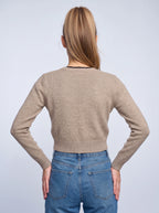 Blopanne Cropped Knit Cardigan – Women Autumn Casual Button Front Crew Neck Crop Cardigan