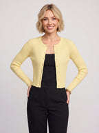 Ribtura Ribbed Crop Cardigan – Button Front Women Knit Autumn Office Casual Fitted Crop Cardigan