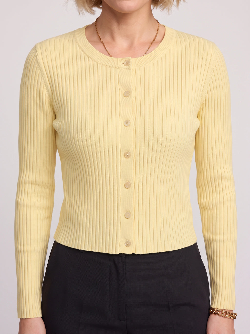 Ribtura Ribbed Crop Cardigan – Button Front Women Knit Autumn Office Casual Fitted Crop Cardigan