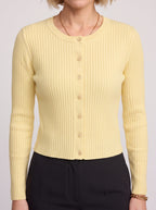 Ribtura Ribbed Crop Cardigan – Button Front Women Knit Autumn Office Casual Fitted Crop Cardigan