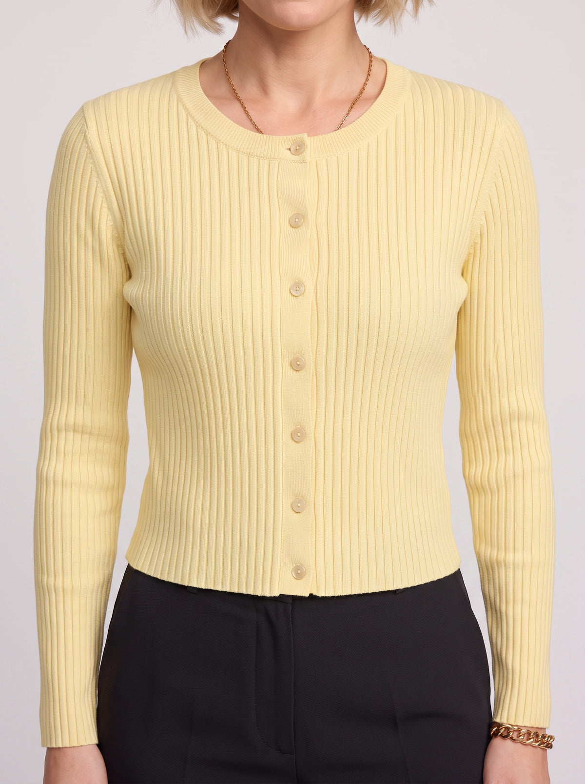 Ribtura Ribbed Crop Cardigan – Button Front Women Knit Autumn Office Casual Fitted Crop Cardigan