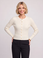 Ribtura Ribbed Crop Cardigan – Button Front Women Knit Autumn Office Casual Fitted Crop Cardigan