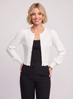 Ribtura Ribbed Crop Cardigan – Button Front Women Knit Autumn Office Casual Fitted Crop Cardigan