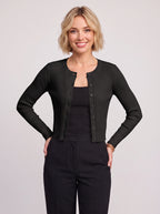 Ribtura Ribbed Crop Cardigan – Button Front Women Knit Autumn Office Casual Fitted Crop Cardigan