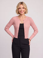 Ribtura Ribbed Crop Cardigan – Button Front Women Knit Autumn Office Casual Fitted Crop Cardigan