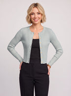 Ribtura Ribbed Crop Cardigan – Button Front Women Knit Autumn Office Casual Fitted Crop Cardigan