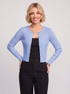 Ribtura Ribbed Crop Cardigan – Button Front Women Knit Autumn Office Casual Fitted Crop Cardigan