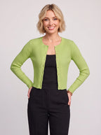 Ribtura Ribbed Crop Cardigan – Button Front Women Knit Autumn Office Casual Fitted Crop Cardigan