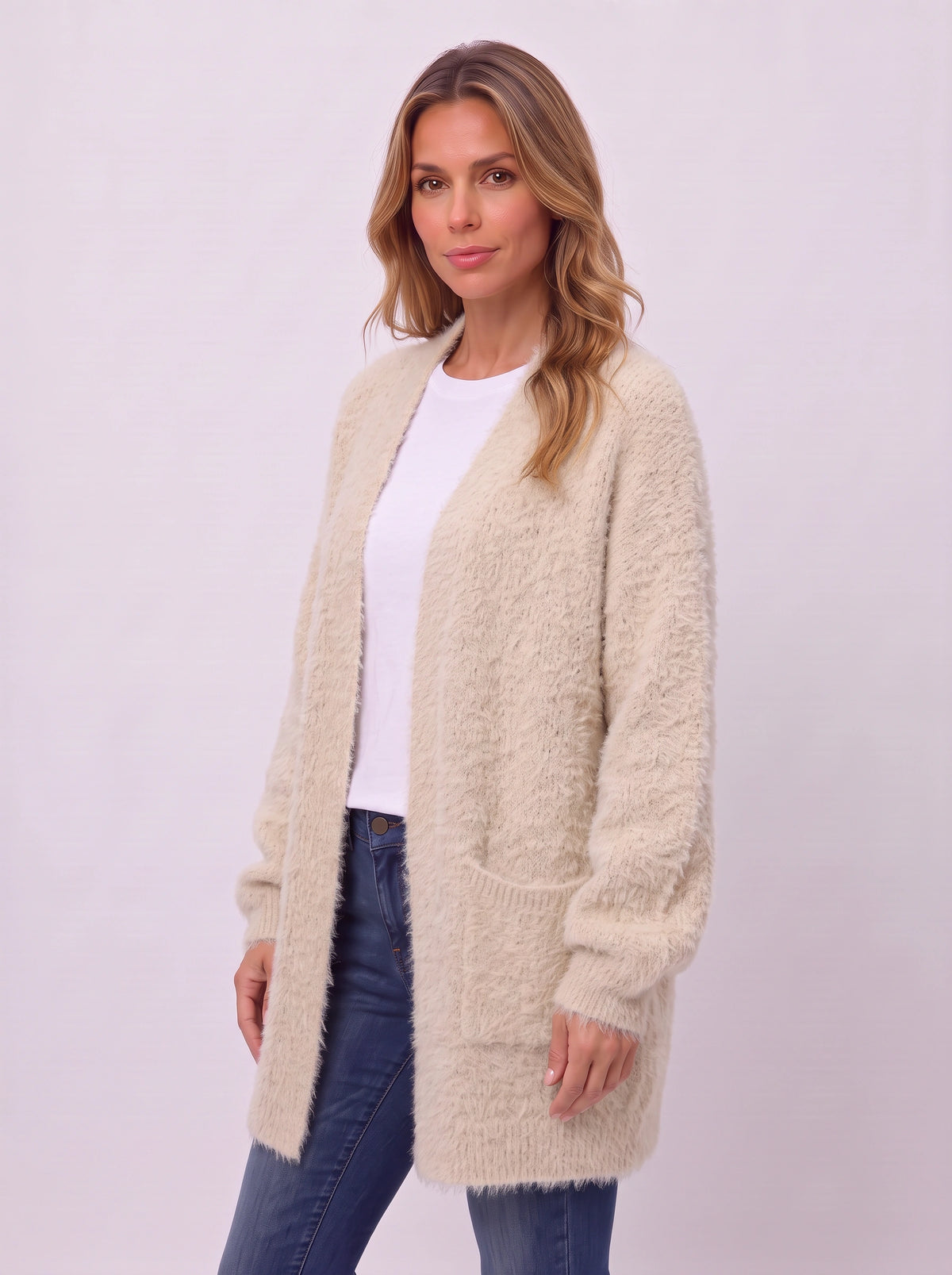 Fluffex Oversized Longline Cardigan – Chunky Knit Cardigan Sweater Women Oversized Fluffy Longline Cardigan