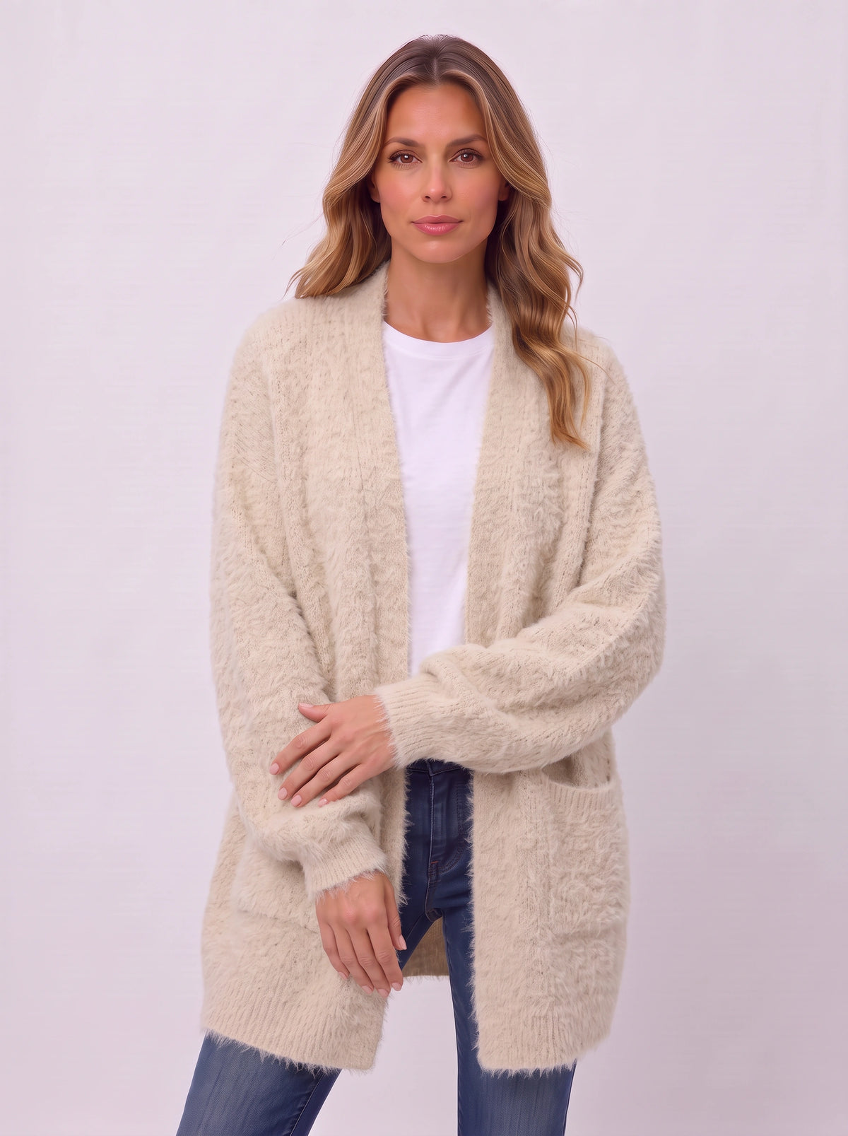 Fluffex Oversized Longline Cardigan – Chunky Knit Cardigan Sweater Women Oversized Fluffy Longline Cardigan