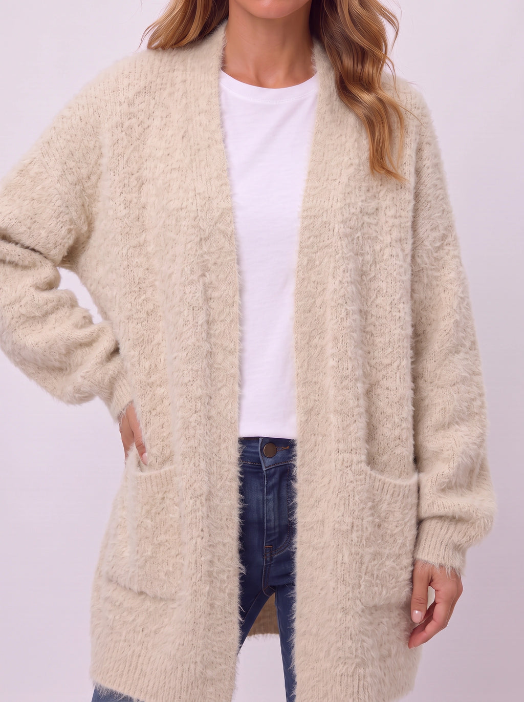 Fluffex Oversized Longline Cardigan – Chunky Knit Cardigan Sweater Women Oversized Fluffy Longline Cardigan