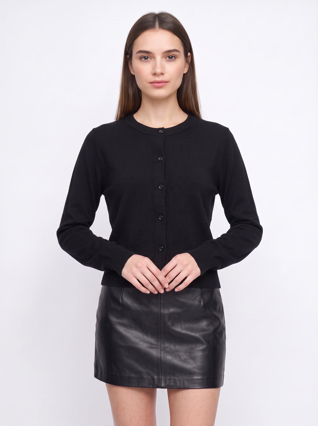 Banrith Button-Front Crop Cardigan – Knit Cardigan Women Autumn Office Smart Casual Cropped Knitwear