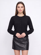 Banrith Button-Front Crop Cardigan – Knit Cardigan Women Autumn Office Smart Casual Cropped Knitwear