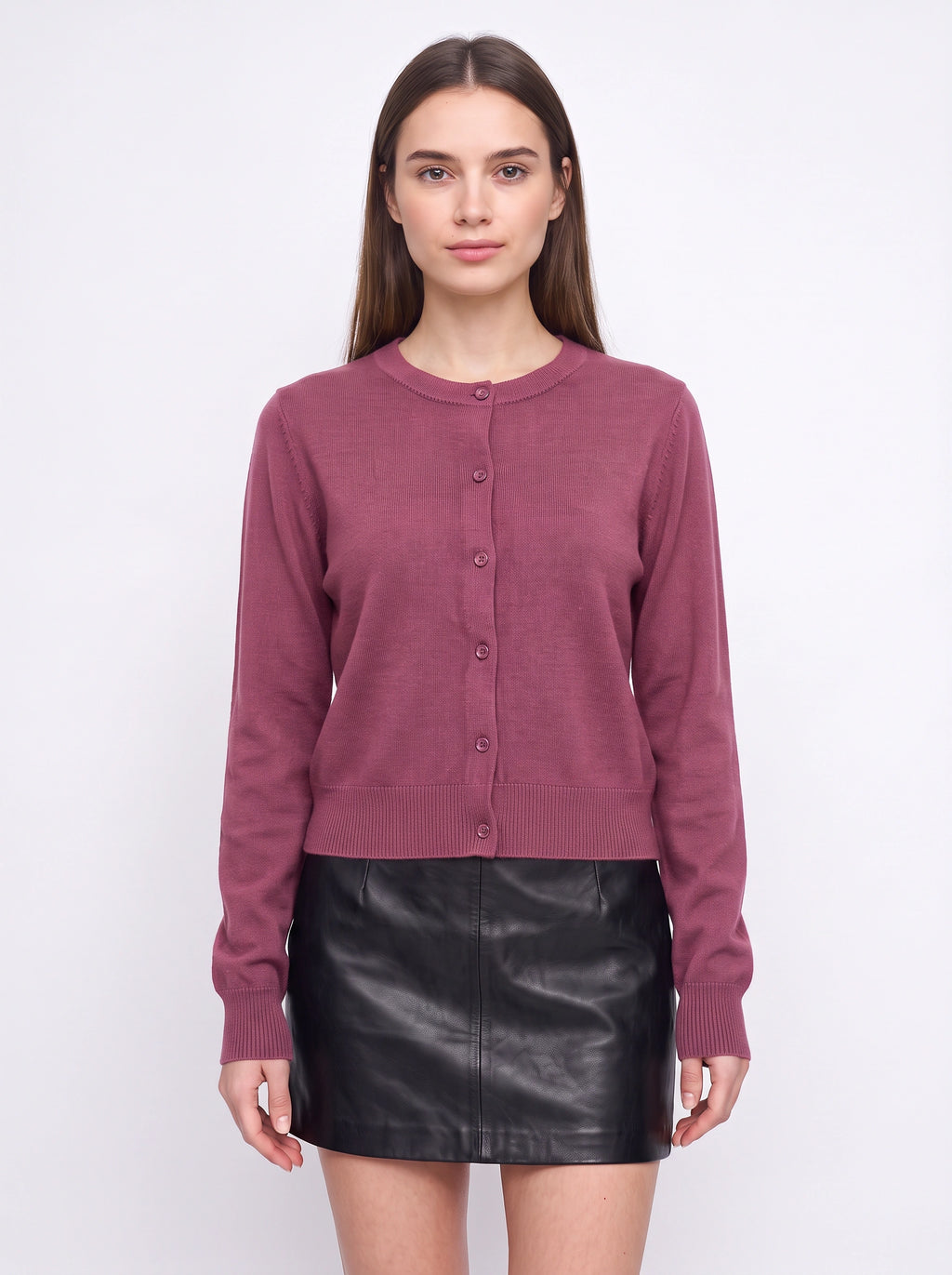 Banrith Button-Front Crop Cardigan – Knit Cardigan Women Autumn Office Smart Casual Cropped Knitwear