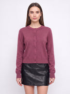 Banrith Button-Front Crop Cardigan – Knit Cardigan Women Autumn Office Smart Casual Cropped Knitwear