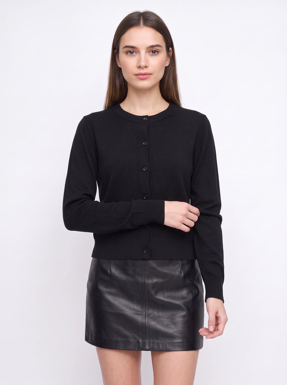 Banrith Button-Front Crop Cardigan – Knit Cardigan Women Autumn Office Smart Casual Cropped Knitwear