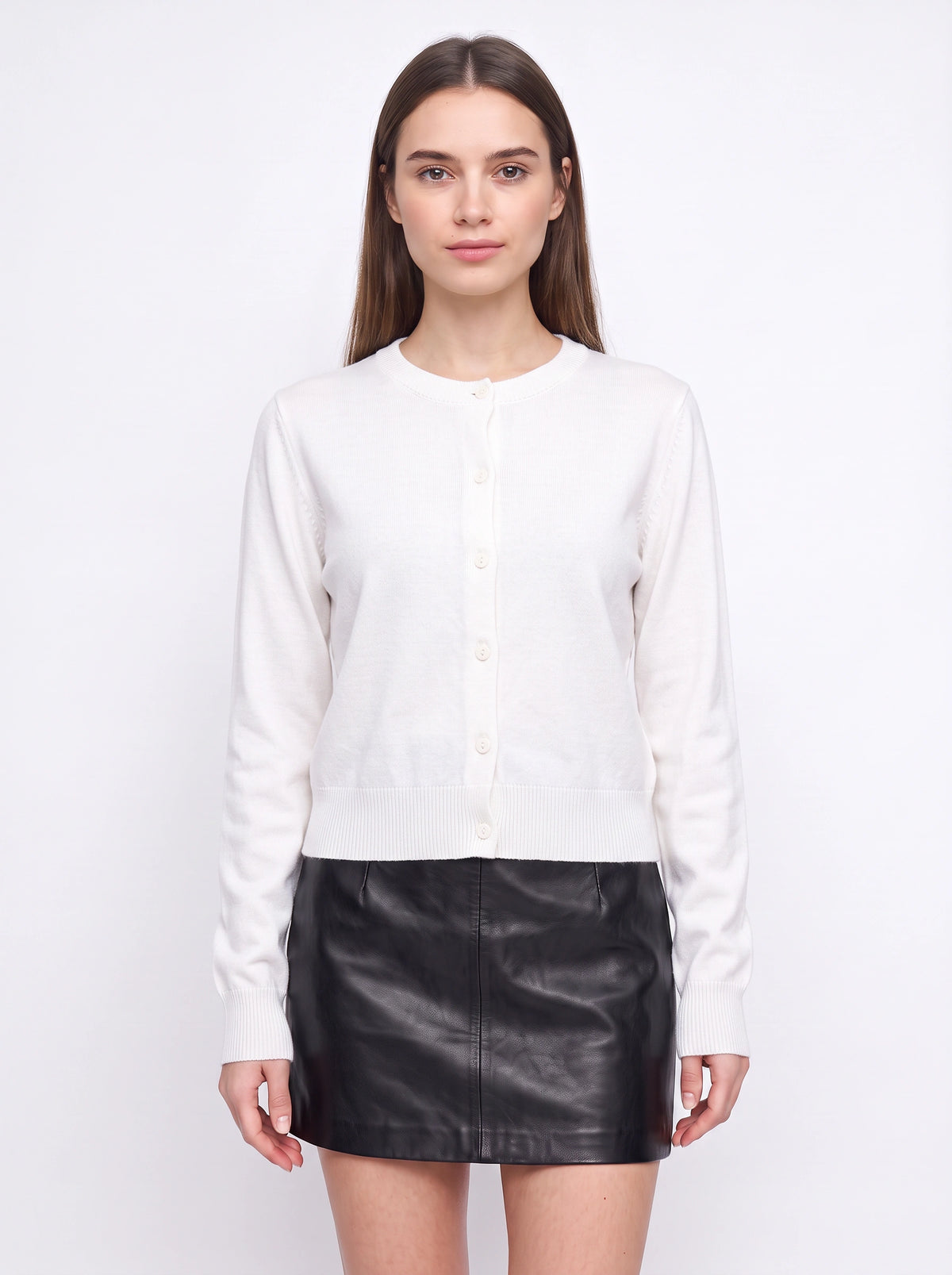 Banrith Button-Front Crop Cardigan – Knit Cardigan Women Autumn Office Smart Casual Cropped Knitwear