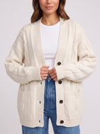 Kabelrin Cable-Knit Longline Cardigan – Women Oversized Button Front Chunky Knit Cardigan