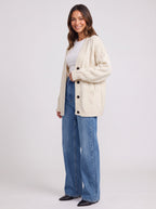 Kabelrin Cable-Knit Longline Cardigan – Women Oversized Button Front Chunky Knit Cardigan