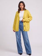 Kabelrin Cable-Knit Longline Cardigan – Women Oversized Button Front Chunky Knit Cardigan