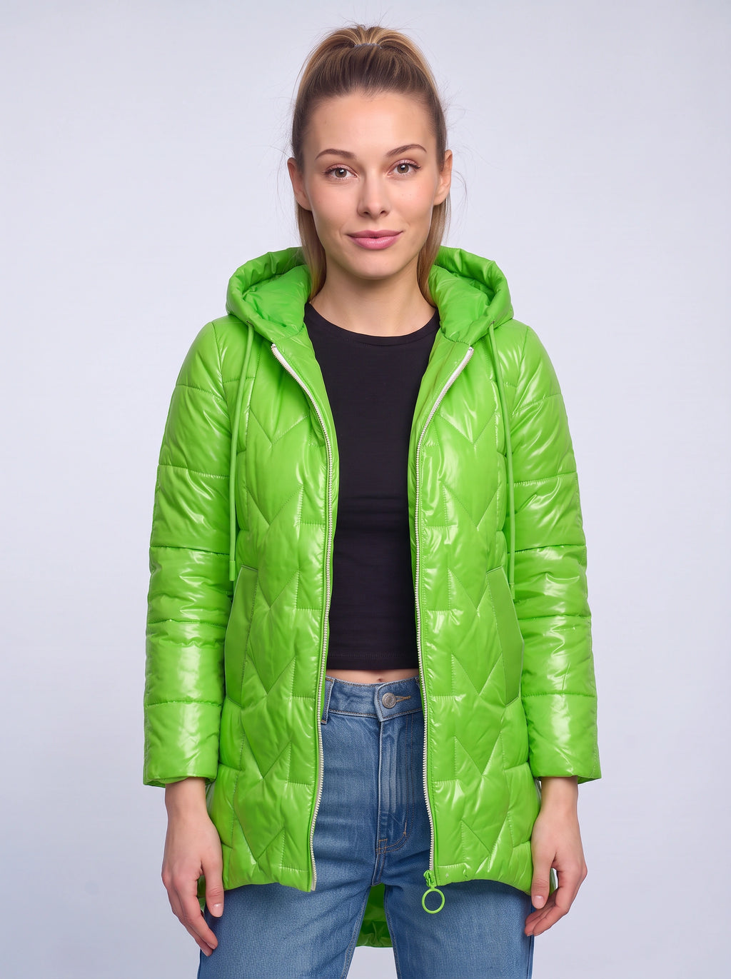 Contrell Quilted Longline Puffer Coat – Padded Diamond Hooded Women Casual Winter Autumn Jacket