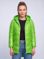 Contrell Quilted Longline Puffer Coat – Padded Diamond Hooded Women Casual Winter Autumn Jacket